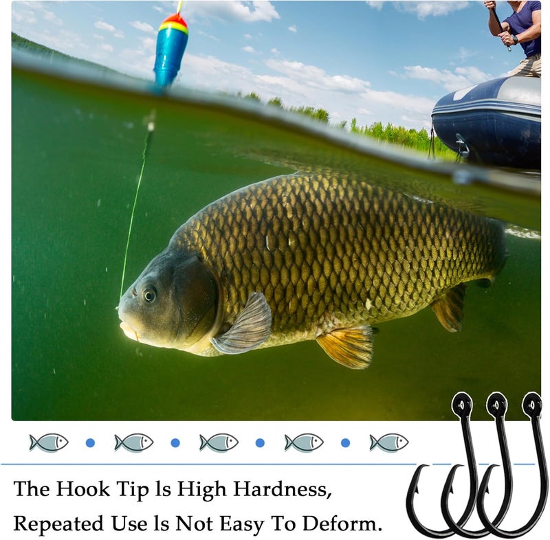 HSYMQ 10PCS High-Carbon Steel Circle Hooks Barbed Fishing Hooks with Holes, Freshwater and Saltwater Fishing Hooks for Tuna, Catfish, Bass - Image 5